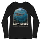 Dakosaurus long sleeve tee in Black — Deep Time Atlas Plate 117, PaleoThreads