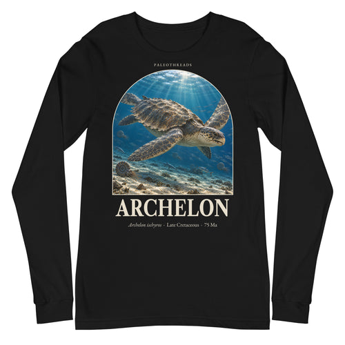 Archelon long sleeve tee in Black — Deep Time Atlas Plate 116, PaleoThreads