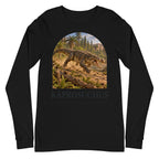 Kaprosuchus long sleeve tee in Black — Deep Time Atlas Plate 126, PaleoThreads