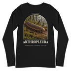Arthropleura long sleeve tee in Black — Deep Time Atlas Plate 143, PaleoThreads