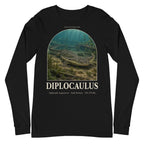 Diplocaulus long sleeve tee in Black — Deep Time Atlas Plate 147, PaleoThreads