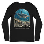 Cretoxyrhina long sleeve tee in Black — Deep Time Atlas Plate 154, PaleoThreads