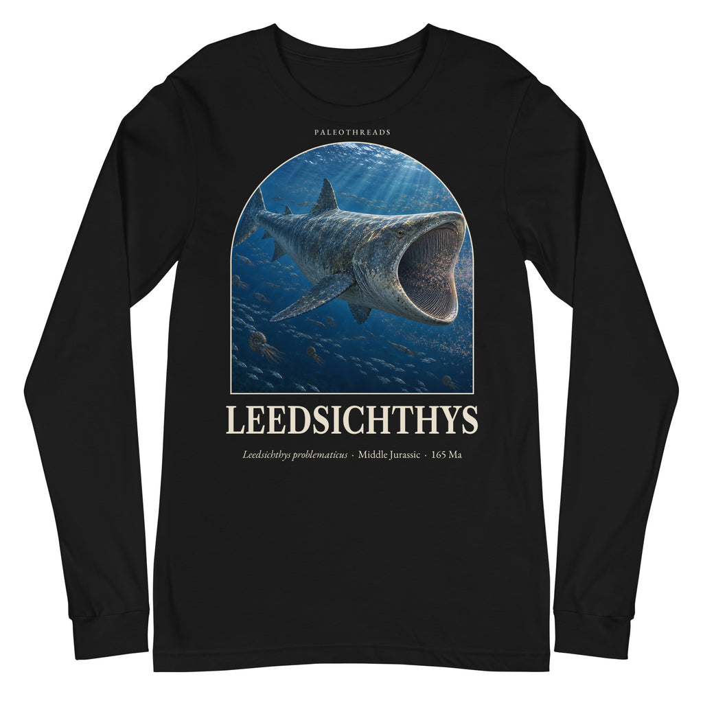 Leedsichthys long sleeve tee in Black — Deep Time Atlas Plate 153, PaleoThreads