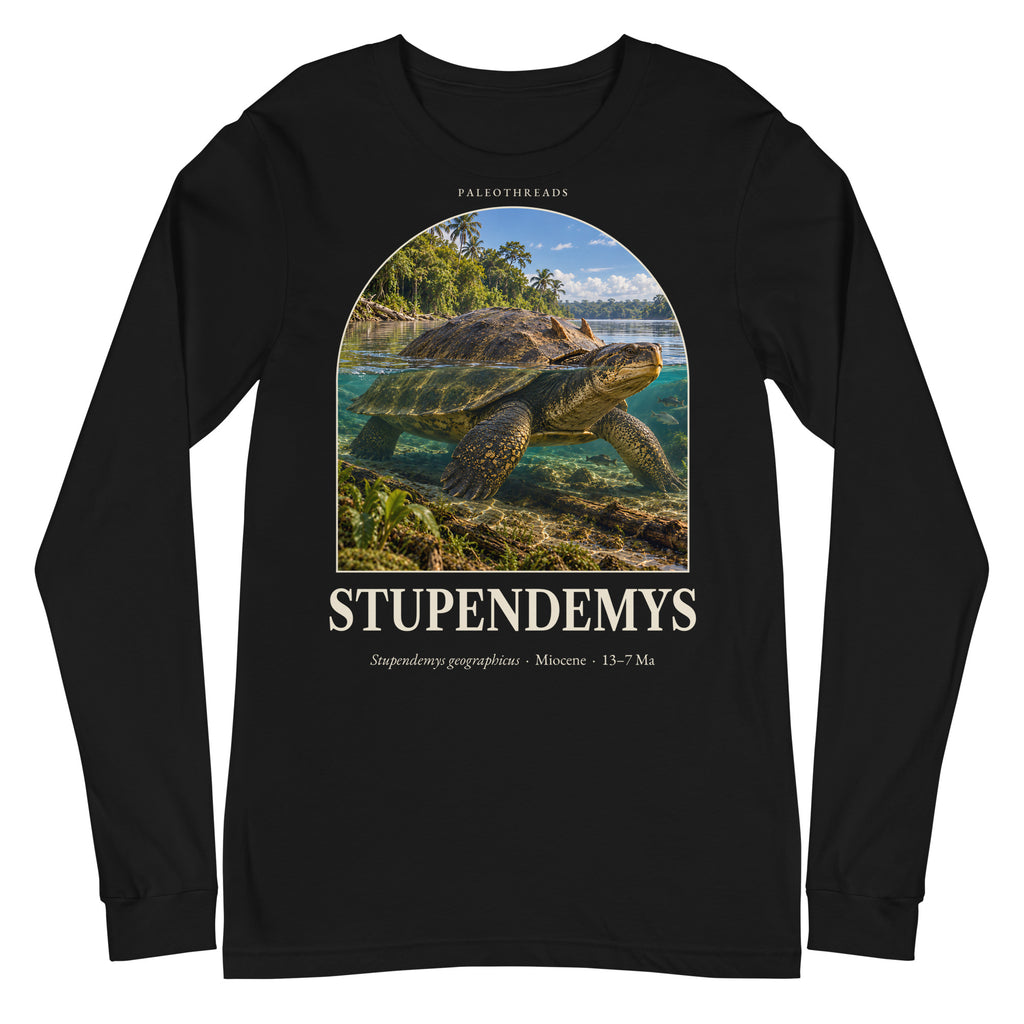 Stupendemys long sleeve tee in Black — Deep Time Atlas Plate 132, PaleoThreads