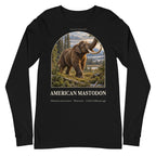 American mastodon long sleeve tee in Black — Deep Time Atlas Plate 168, PaleoThreads