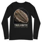Trilobite specimen long sleeve tee in Black — Deep Time Atlas Plate 171, PaleoThreads
