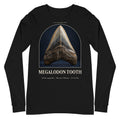 Megalodon tooth specimen long sleeve tee in Black — Deep Time Atlas Plate 173, PaleoThreads