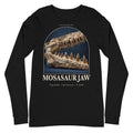 Mosasaur jaw specimen long sleeve tee in Black — Deep Time Atlas Plate 176, PaleoThreads