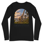 Giraffatitan long sleeve tee in Black — Deep Time Atlas Plate 051, PaleoThreads