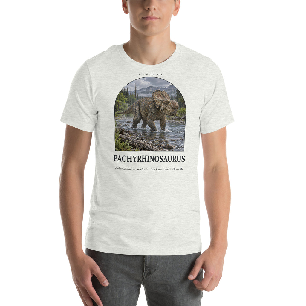 Pachyrhinosaurus T-shirt in Ash — Deep Time Atlas Plate 061, PaleoThreads