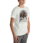 Woolly rhinoceros T-shirt in Ash, right front view — Deep Time Atlas Plate 157, PaleoThreads