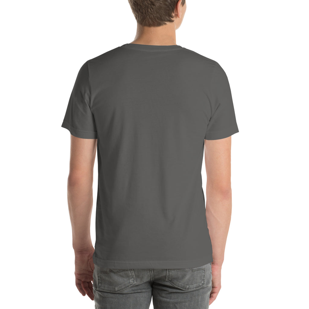 Helicoprion T-shirt in Asphalt, back view — Deep Time Atlas Plate 151, PaleoThreads