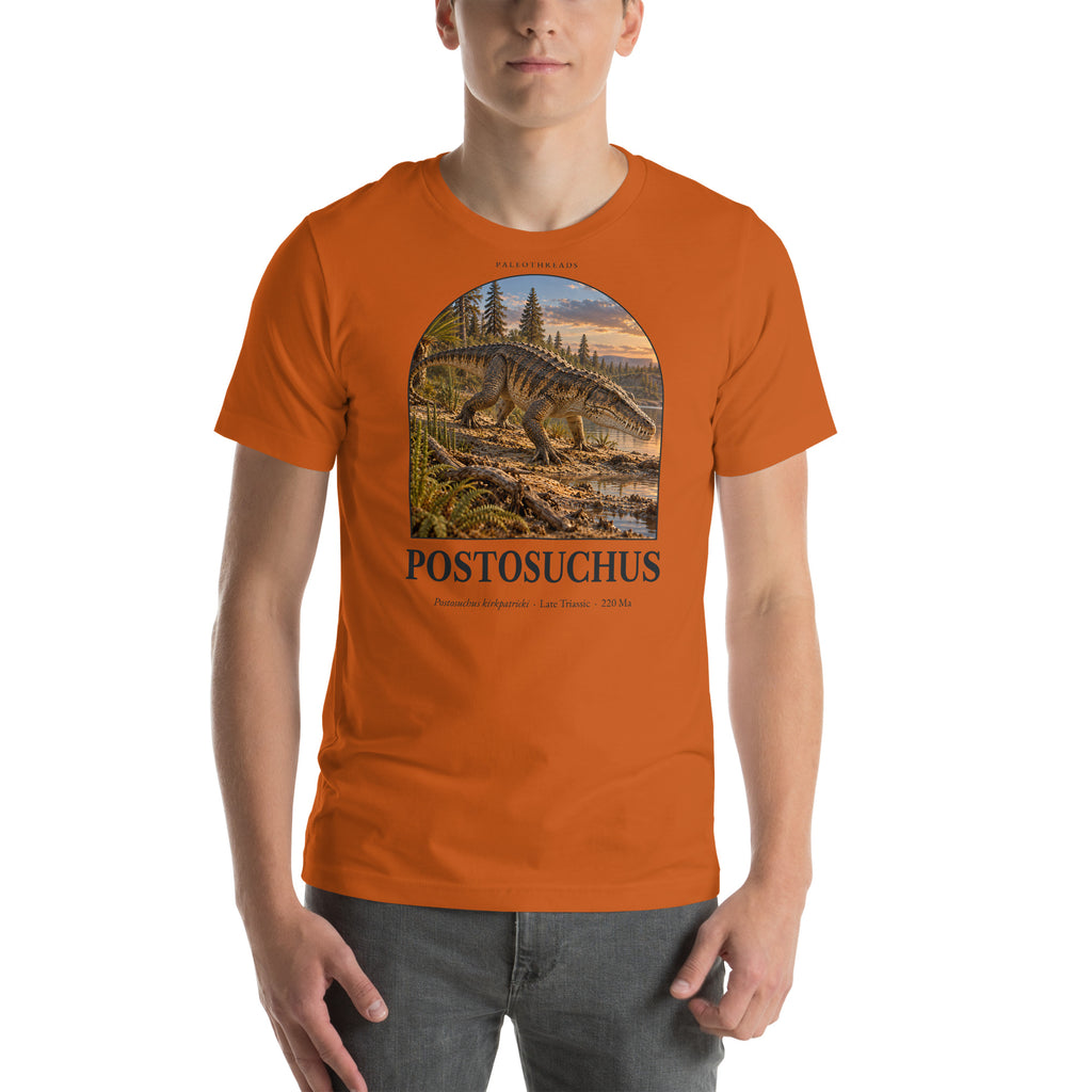 Postosuchus T-shirt in Autumn — Deep Time Atlas Plate 122, PaleoThreads