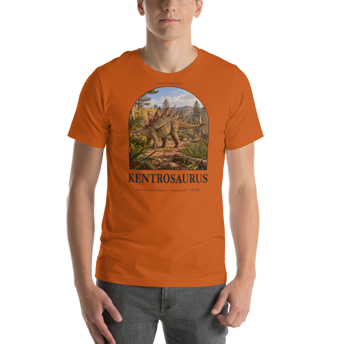 Kentrosaurus T-shirt in Autumn — Deep Time Atlas Plate 083, PaleoThreads