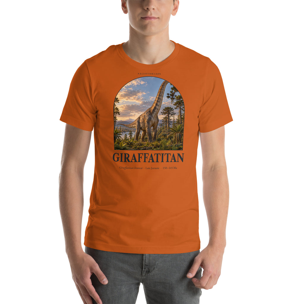 Giraffatitan T-shirt in Autumn — Deep Time Atlas Plate 051, PaleoThreads