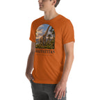 Giraffatitan T-shirt in Autumn, left front view — Deep Time Atlas Plate 051, PaleoThreads