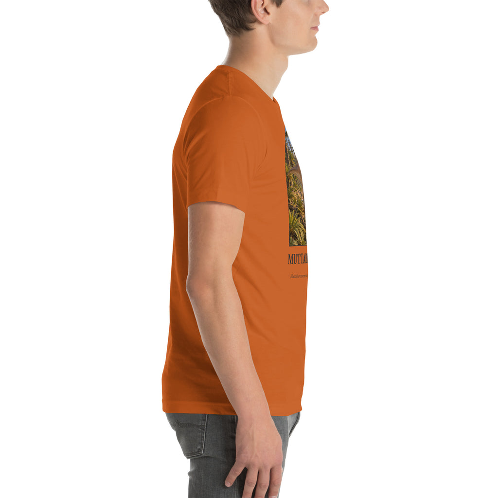 Muttaburrasaurus T-shirt in Autumn, right view — Deep Time Atlas Plate 080, PaleoThreads