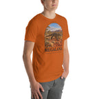 Megalania T-shirt in Autumn, right front view — Deep Time Atlas Plate 130, PaleoThreads