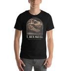 T. rex skull specimen T-shirt in Black — Deep Time Atlas Plate 177, PaleoThreads