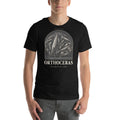 Orthoceras specimen T-shirt in Black — Deep Time Atlas Plate 178, PaleoThreads