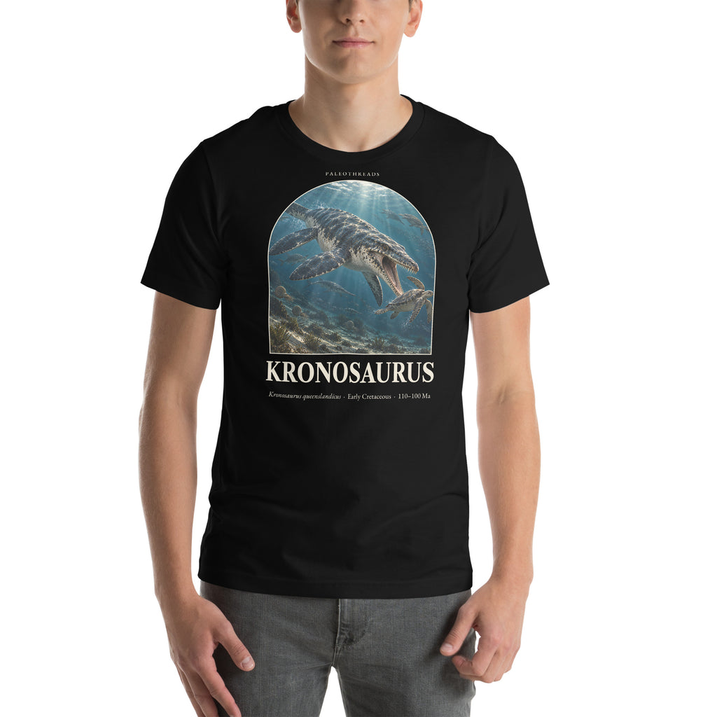 Kronosaurus T-shirt in Black — Deep Time Atlas Plate 112, PaleoThreads