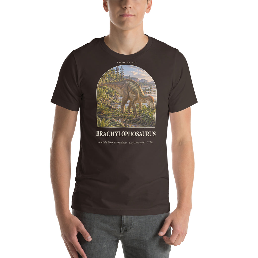 Brachylophosaurus T-shirt in Brown — Deep Time Atlas Plate 082, PaleoThreads