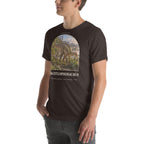 Brachylophosaurus T-shirt in Brown, left front view — Deep Time Atlas Plate 082, PaleoThreads