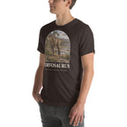 Torvosaurus T-shirt in Brown, left front view — Deep Time Atlas Plate 033, PaleoThreads