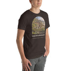 Brachylophosaurus T-shirt in Brown, right front view — Deep Time Atlas Plate 082, PaleoThreads