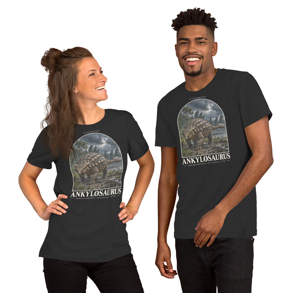 Ankylosaurus T-shirt in Dark Grey — Deep Time Atlas Plate 009, PaleoThreads