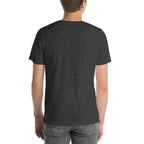Dire wolf T-shirt in Dark Grey Heather, back view — Deep Time Atlas Plate 160, PaleoThreads