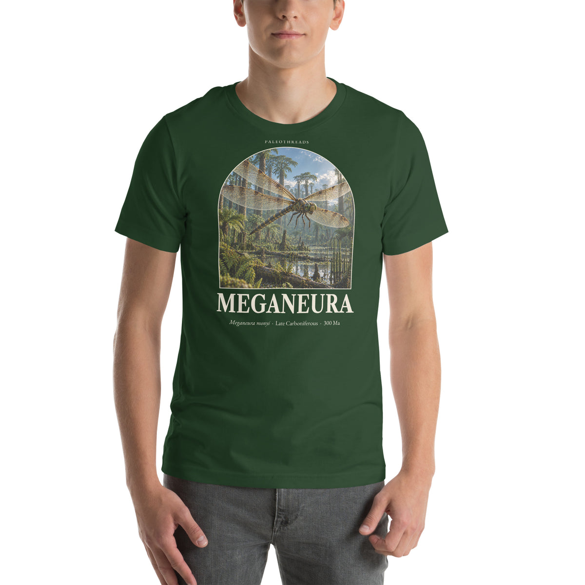Meganeura T-shirt in Forest — Deep Time Atlas Plate 142, PaleoThreads
