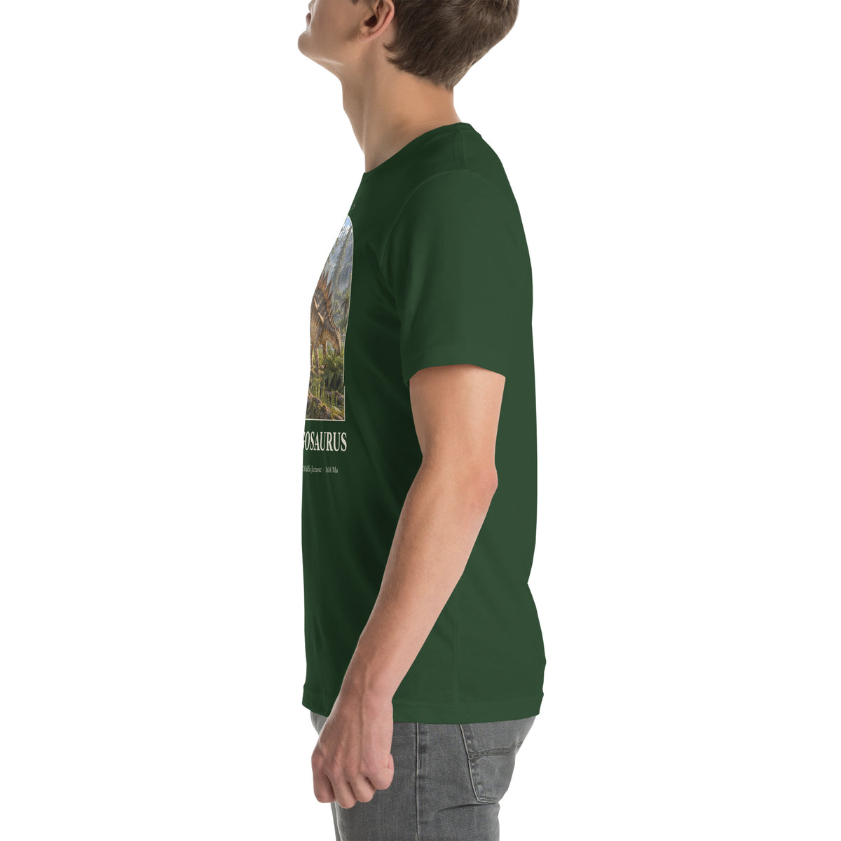 Huayangosaurus T-shirt in Forest, left view — Deep Time Atlas Plate 088, PaleoThreads