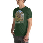 Iguanodon T-shirt in Forest, left front view — Deep Time Atlas Plate 073, PaleoThreads