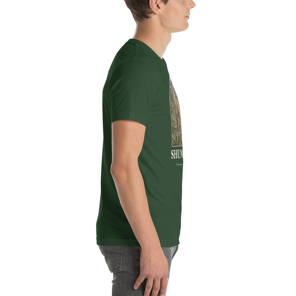 Shunosaurus T-shirt in Forest, right view — Deep Time Atlas Plate 058, PaleoThreads