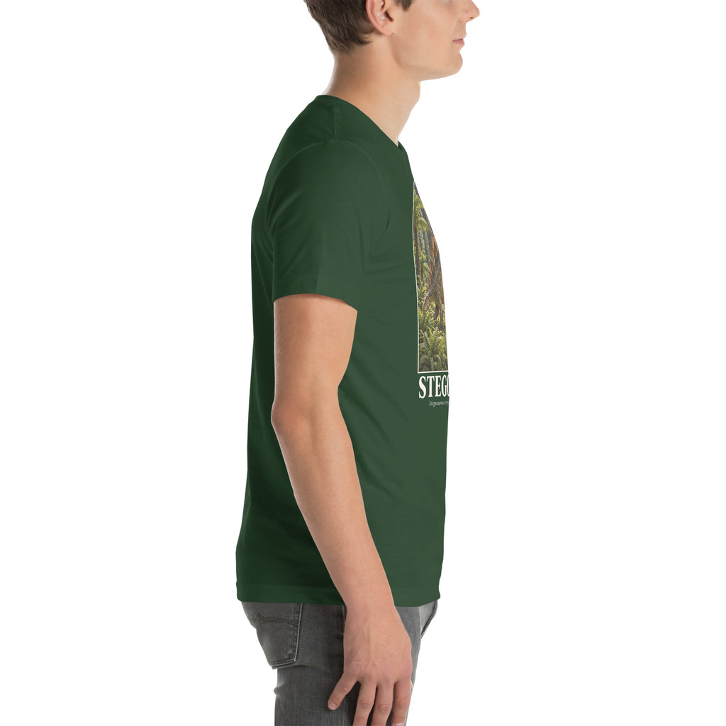 Stegosaurus T-shirt in Forest, right view — Deep Time Atlas Plate 004, PaleoThreads