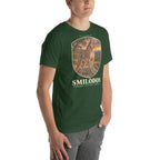 Smilodon T-shirt in Forest, right front view — Deep Time Atlas Plate 008, PaleoThreads