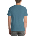 Cretoxyrhina T-shirt in Heather Deep Teal, back view — Deep Time Atlas Plate 154, PaleoThreads
