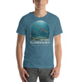 Elasmosaurus T-shirt in Heather Deep Teal — Deep Time Atlas Plate 107, PaleoThreads