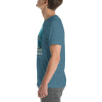 Elasmosaurus T-shirt in Heather Deep Teal, left view — Deep Time Atlas Plate 107, PaleoThreads