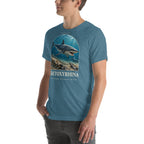 Cretoxyrhina T-shirt in Heather Deep Teal, left front view — Deep Time Atlas Plate 154, PaleoThreads