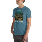 Diplocaulus T-shirt in Heather Deep Teal, left front view — Deep Time Atlas Plate 147, PaleoThreads