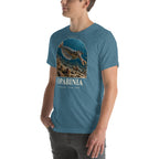Opabinia T-shirt in Heather Deep Teal, left front view — Deep Time Atlas Plate 139, PaleoThreads
