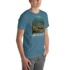 Diplocaulus T-shirt in Heather Deep Teal, right front view — Deep Time Atlas Plate 147, PaleoThreads