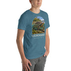 Stupendemys T-shirt in Heather Deep Teal, right front view — Deep Time Atlas Plate 132, PaleoThreads