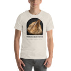 Spinosaurus tooth specimen T-shirt in Heather Dust — Deep Time Atlas Plate 174, PaleoThreads