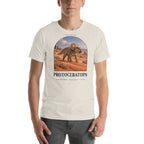 Protoceratops T-shirt in Heather Dust — Deep Time Atlas Plate 060, PaleoThreads