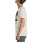 Spinosaurus tooth specimen T-shirt in Heather Dust, left view — Deep Time Atlas Plate 174, PaleoThreads