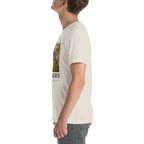 Nigersaurus T-shirt in Heather Dust, left view — Deep Time Atlas Plate 056, PaleoThreads