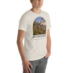 Quetzalcoatlus T-shirt in Heather Dust, right front view — Deep Time Atlas Plate 096, PaleoThreads